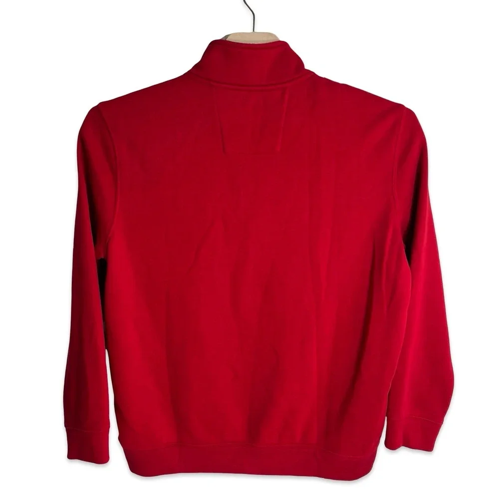 Nautica Mens Large Red Quarter Zip Pullover Sweatshirt Mock Neck J-Class Logo